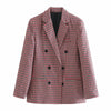 Autumn Women Plaid Blazers and Jackets Work Office Lady Suit Slim Double Breasted Business Female Blazer Coat Talever