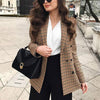 Autumn Women Plaid Blazers and Jackets Work Office Lady Suit Slim Double Breasted Business Female Blazer Coat Talever
