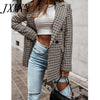 Autumn Women Plaid Blazers and Jackets Work Office Lady Suit Slim Double Breasted Business Femme Blazer Coat 2022