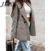 Autumn Women Plaid Blazers and Jackets Work Office Lady Suit Slim Double Breasted Business Femme Blazer Coat 2022
