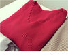 Fashion Autumn Women V-neck Long-sleeve Knitted Sweater Female Jumper Pullover Solid Basic Elasticity Women Clothing Pull Femme