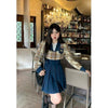 Blazer Skirt Set Women College Style Autumn Slim Plaid Suit Jacket High Waist Pleated Sling Skirts 2 Piece Sets Woman