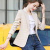 Blazer Women Plaid Jacket Casual Notched Coat Office Lady Work Wear Autumn Winter Outwear Jackets Female 2023 New