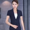 Fashion Business formal women blazer summer slim short sleeve black jacket office ladies plus size work wear coat Navy blue