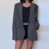 Buttons Loose Grey Blazer for Women Chic Long Sleeve Pockets Women Suit Jackets 2023 Autumn Winter Outwear Girls Blazer