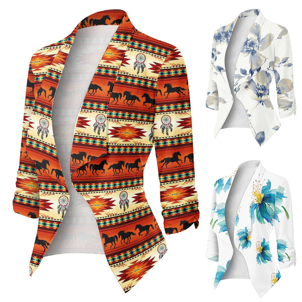 Cardigan For Women Casual Print Three Quarter Sleeve Open Front Winter Coat Women 3x Sweater Coat for Women