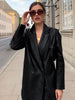 Casual Blazer Streetwear Women 2023 Fall Winter PU Leather Double Breasted Coats Suits Office Lady Loose Blazers Jacket