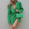 Casual Blazer Women's Jacket Coat Female Oversize 2023 ShoulderPads Loose Suits Solid Green Women's Slim Blazer Jacket