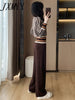 Casual Color Plaid Color Matching Stand Collar Zipper Coat Women's Autumn And Winter Loose Slimming Long Sleeve Cardigan