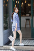 Casual Ladies Blue Plaid Blazer Women Business Suits Work Wear Shorts and Jacket Sets Office Uniform Styles