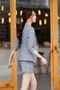 Casual Ladies Grey Blazer Women Business Suits Work Wear Sets Half Sleeve Jacket Sets Office Uniform Styles