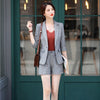 Casual Ladies Grey Blazer Women Business Suits Work Wear Sets Half Sleeve Jacket Sets Office Uniform Styles