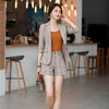 Casual Ladies Grey Blazer Women Business Suits Work Wear Sets Half Sleeve Jacket Sets Office Uniform Styles