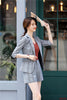 Casual Ladies Grey Blazer Women Business Suits Work Wear Sets Half Sleeve Jacket Sets Office Uniform Styles