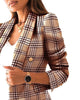 Casual Long-Sleeve Double-Breasted Suit Collar Print Suit For Autumn 2023 Female Splice Loose Cotton Clothing Female