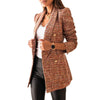 Casual Long-Sleeve Double-Breasted Suit Collar Print Suit For Autumn 2023 Female Splice Loose Cotton Clothing Female