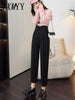 Casual Pants Women's Autumn/Winter High Waist Woolen Cloth Feet 9-Point Pants Straight Woolen Cloth Harlan Pants