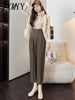 Casual Pants Women's Autumn/Winter High Waist Woolen Cloth Feet 9-Point Pants Straight Woolen Cloth Harlan Pants