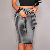 Casual Pencil Midi Women Skirt  Striped Bodycon Autumn Summer Spring  Slim High Waist Skirt Black & White new