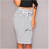 Casual Pencil Midi Women Skirt  Striped Bodycon Autumn Summer Spring  Slim High Waist Skirt Black & White new