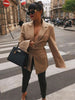 Casual Suit Solid Color Long Sleeve Cardigan Tie Belt Tunic Coat Work Office Wear Lady Suit Female 2023 Summer