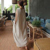 Casual Temperament Summer Women's Dress 2022 Loose Simple Thin Split Fork Oversize Solid Color Round Neck Vest Dress