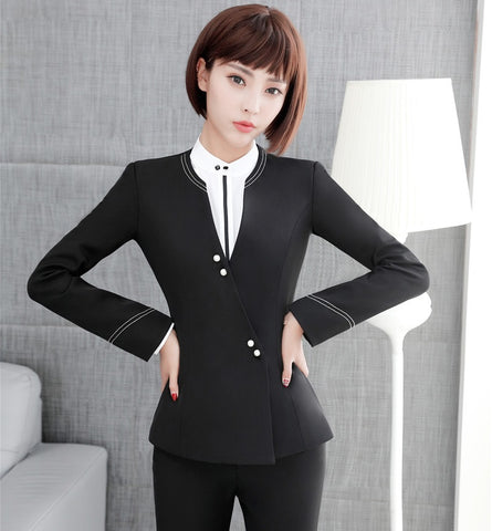 Fashion Casual Women Blazers and Jackets Grey Long Sleeve Elegant Ladies Office Uniform Styles