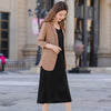 Casual Women Girl Skirt Suit Solid Three Quarter Sleeve Blazer Jacket With Knee Length Skirt Yellow White Two Piece Set
