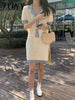 Chi Contrast Color Cardigan Knitted Skirt Women's 2023 Summer Style Package Hip Skirt Temperament Two-Piece Suit