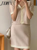 Chi Contrast Color Cardigan Knitted Skirt Women's 2023 Summer Style Package Hip Skirt Temperament Two-Piece Suit
