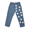 Chic Woman jeans high waisted 2022 Straight cute female denim long pants trousers vintage daisies printed women jeans