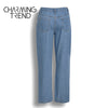 Chic Woman jeans high waisted 2022 Straight cute female denim long pants trousers vintage daisies printed women jeans
