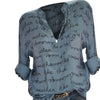 Fashion Chiffon Tops Women Plus Size 5XL V-Neck Button Long Sleeve Letter Blouse Pullover Tops Shirt Vintage Hot shirts 2022