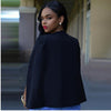 Cloak Cape Blazer Women Coat White Black Lapel Split Long Sleeve Pockets Solid Casual Suit Jacket Workwear