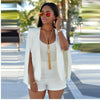 Cloak Cape Blazer Women Coat White Black Lapel Split Long Sleeve Pockets Solid Casual Suit Jacket Workwear