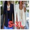 Cloak Cape Blazer Women Coat White Black Lapel Split Long Sleeve Pockets Solid Casual Suit Jacket Workwear