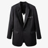 Design Diamond Backless Pierced Black Suit Jacket Women 2023 Spring Heart Shape Rhinestone All-Matching Loose Blazer