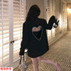 Design Diamond Backless Pierced Black Suit Jacket Women 2023 Spring Heart Shape Rhinestone All-Matching Loose Blazer