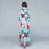Design Spring Women Long Sleeve Print A-line Long Dresses Retro Polka dot Print Plaid Patchwork Big Swing Holiday Dress