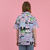 Design Women Summer Blouse Short Sleeve Turn-down Collar Cartoon Pig Graffiti Ladies Loose Shirt Tops
