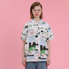 Design Women Summer Blouse Short Sleeve Turn-down Collar Cartoon Pig Graffiti Ladies Loose Shirt Tops