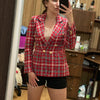Double Breasted Plaid Blazers and Jackets Work Office Lady Autumn Women Suit Slim Business Female Blazer Coat Talever