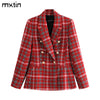 Double Breasted Plaid Blazers and Jackets Work Office Lady Autumn Women Suit Slim Business Female Blazer Coat Talever