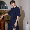 Dress Women Asymmetrical Streetwear Summer Koren Style Sweet Turn-down Collar Short Sleeve Empire Girl Cozy Ins Vestidos