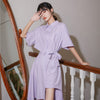 Dress Women Asymmetrical Streetwear Summer Koren Style Sweet Turn-down Collar Short Sleeve Empire Girl Cozy Ins Vestidos