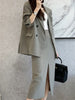 Elegant Casual Women Two Pieces Set Loose Blazer Jackets High Waist Skirts Suit Female Formal Business Outfits Cloth New