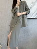 Elegant Casual Women Two Pieces Set Loose Blazer Jackets High Waist Skirts Suit Female Formal Business Outfits Cloth New