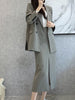 Elegant Casual Women Two Pieces Set Loose Blazer Jackets High Waist Skirts Suit Female Formal Business Outfits Cloth New