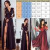 Elegant Ladies Women Sexy Long Sleeve High Waist Lace Slim Fit V Neck Party Formal Split Maxi Dress Black/Wine Red