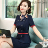 Elegant Navy Blue Formal Women Business Suits with Skirt and Jackets Professional OL Styles Blazers With Scarf and Belt